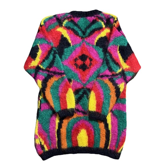 Vintage Classiques Mohair Acrylic Fuzzy Colorful Cardigan Sweater 80s Sz M - Picture 10 of 13